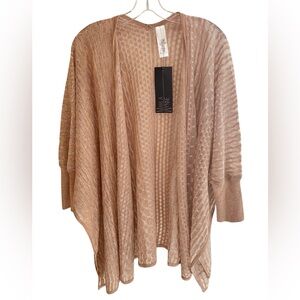 Marla Wynne Sweater Womens Large Beige Open Knit Lightweight Cardigan Drape